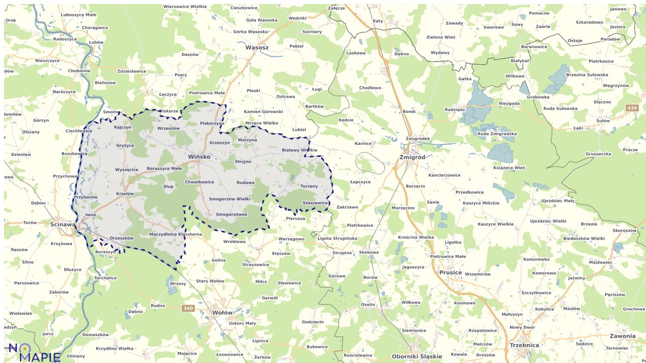 Mapa obszarów ochrony przyrody Wińska